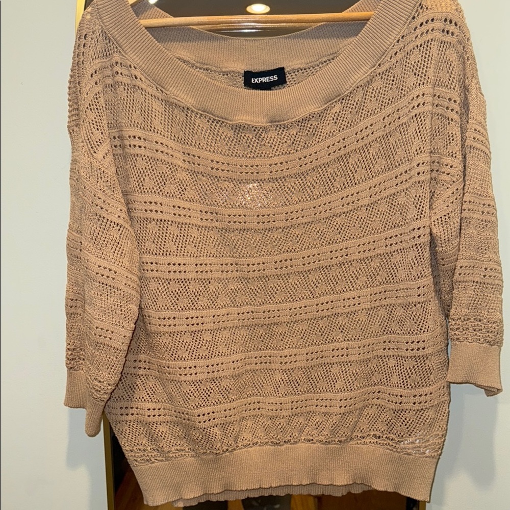 Express Women's Off-the-Shoulder Beige Sweater